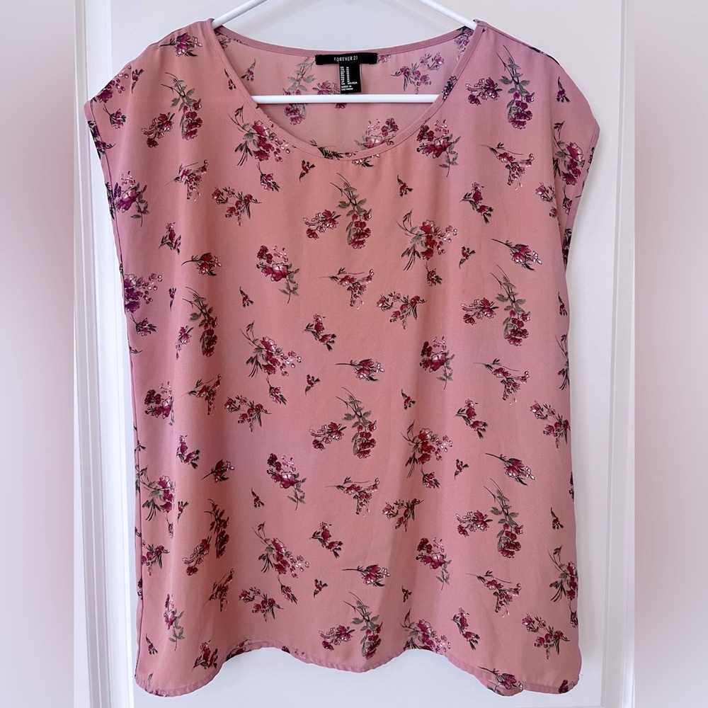 Forever 21 Pink Cap Sleeve Blouse Relaxed Fit